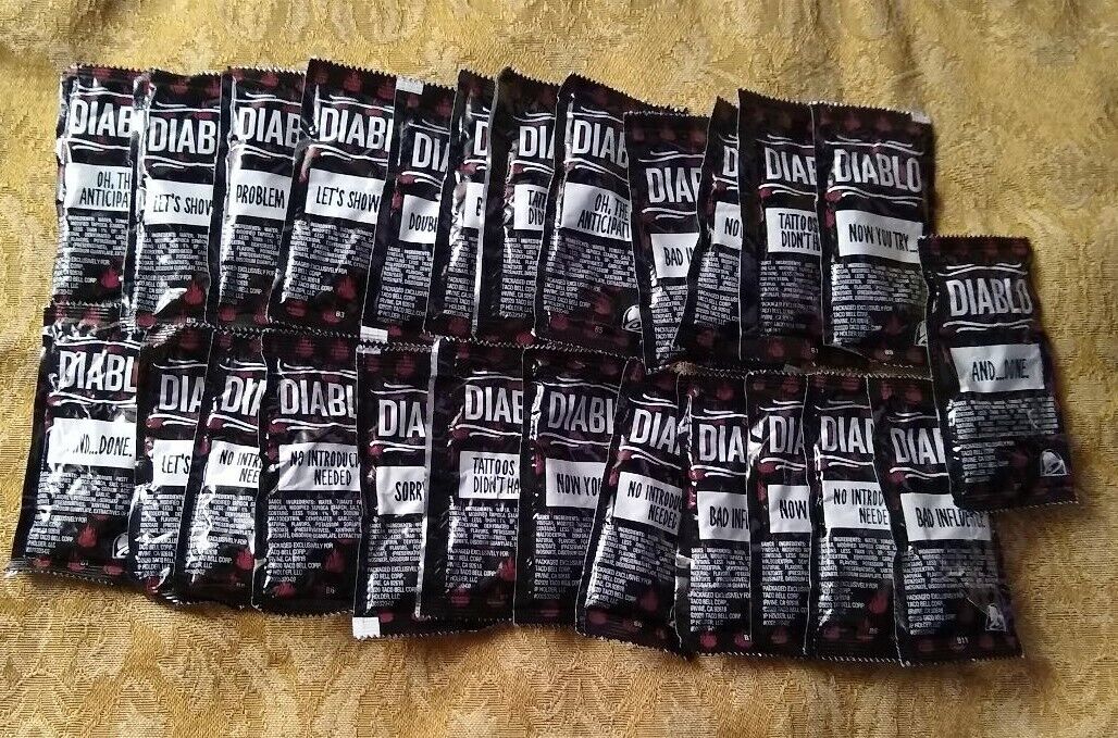 Lot of 25 Taco Bell Sauce Packets - Diablo - Fire - Hot - Mild - Ships Free