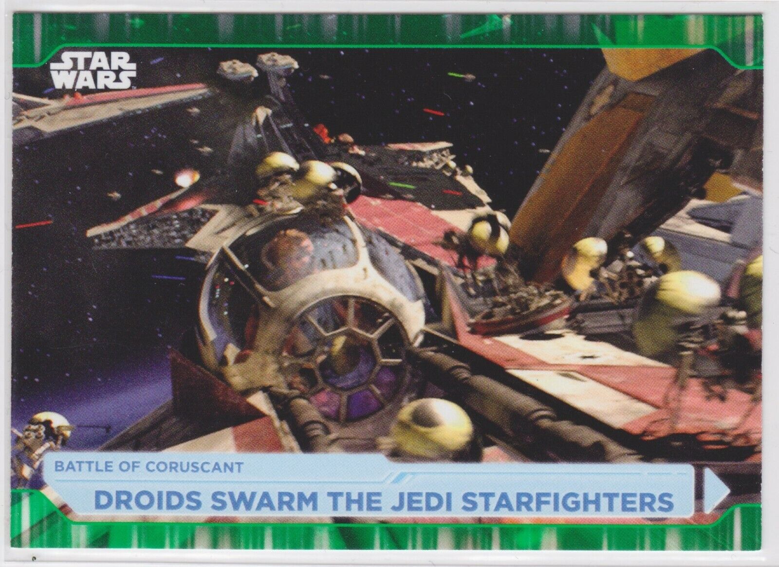 2021 Topps Star Wars Battle Plans Green Parallel #22 Droids Swarm Jedi 60/99