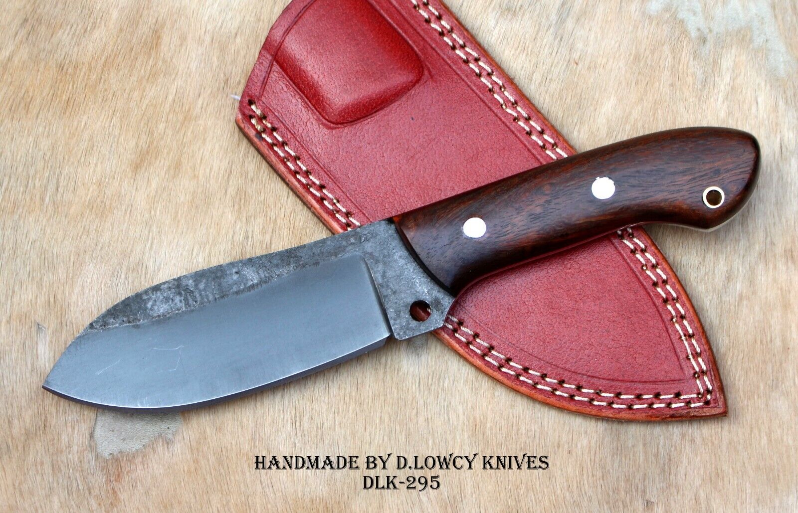 DLK HANDMADE, FORGED 1095 HIGH CARBON STEEL HUNTING CAMPING FIX BLADE KNIFE NI