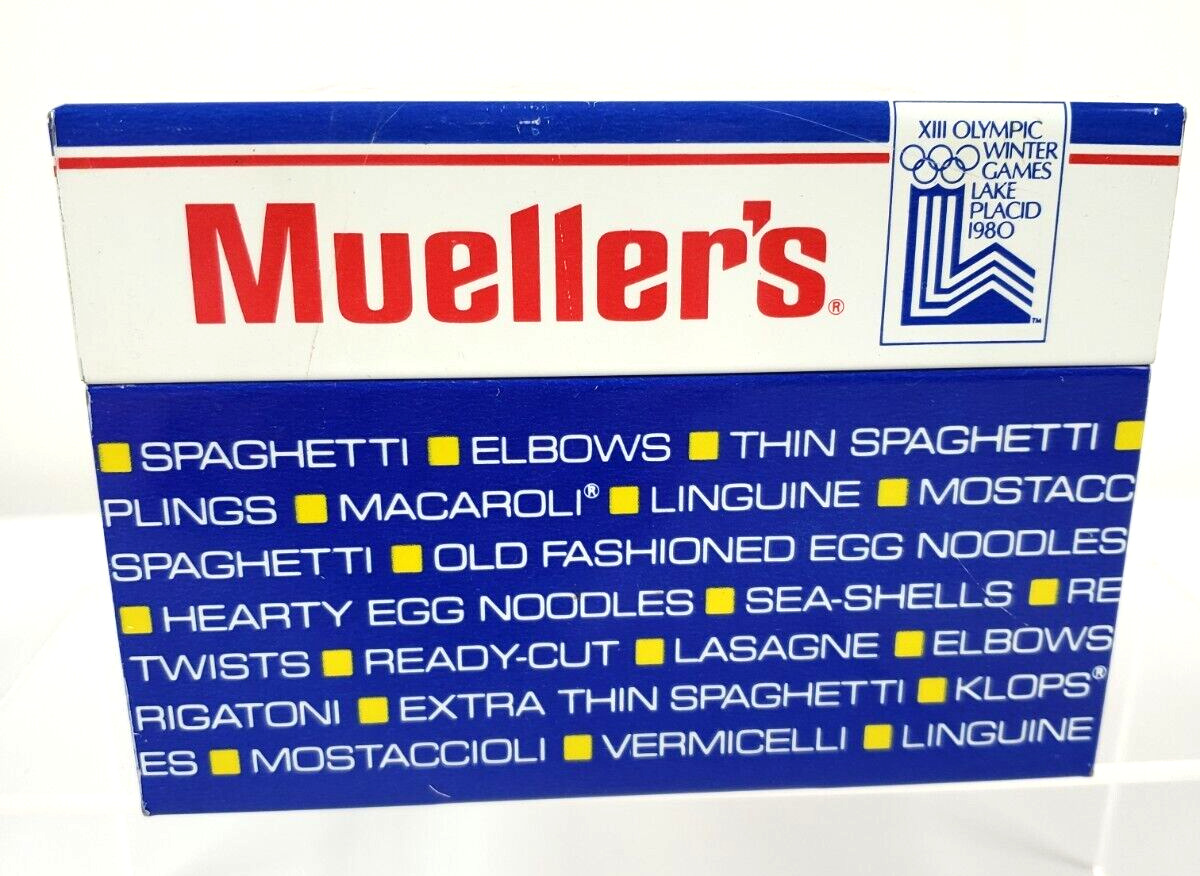 Vintage Mueller\'s Macaroni Pasta Metal Recipe Box 1980 Olympic Games Collectible