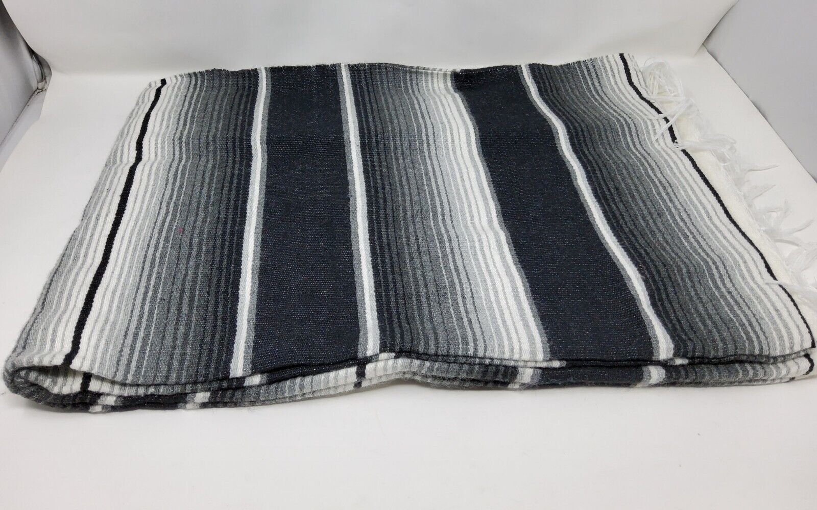 CHEAP black gray mexican blanket saltillo sarape falsa blanket handmade