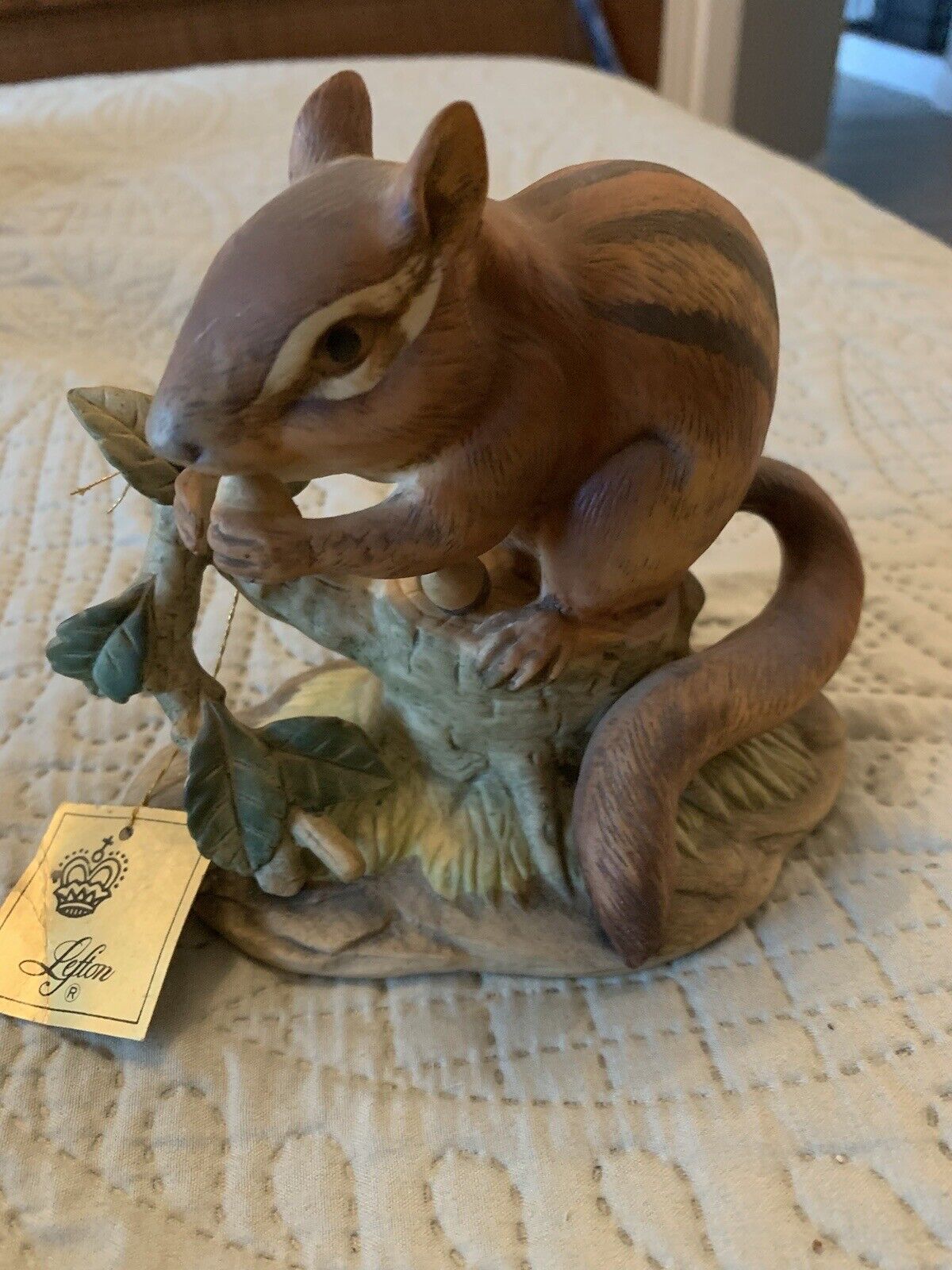 Vintage Lefton Chipmunk Ceramic Figurine Made In Japan Signed And Tagged - Cute