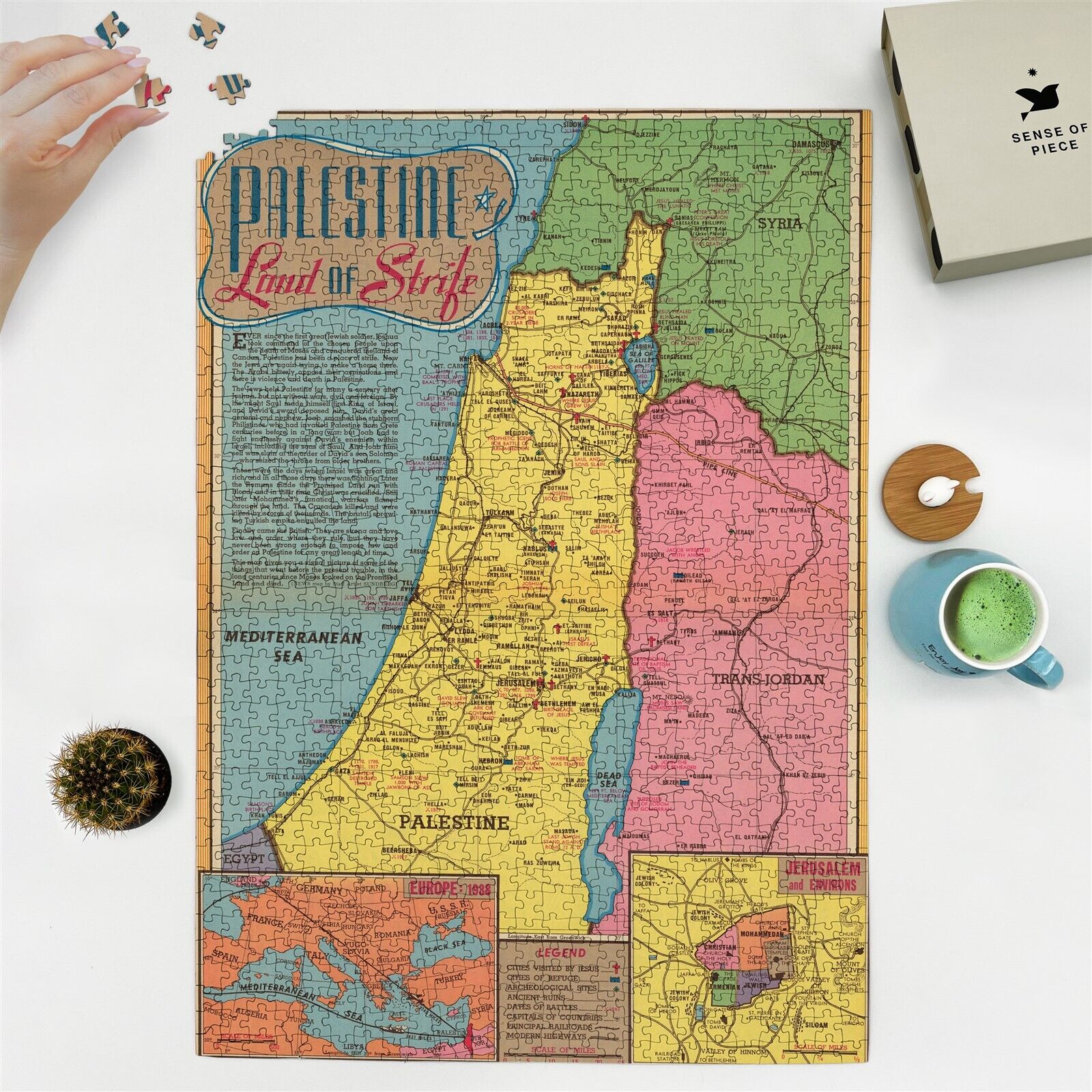 1945 Map of Israel | December 16, 1945 | 1000 Piece Adult Jigsaw Puzzle
