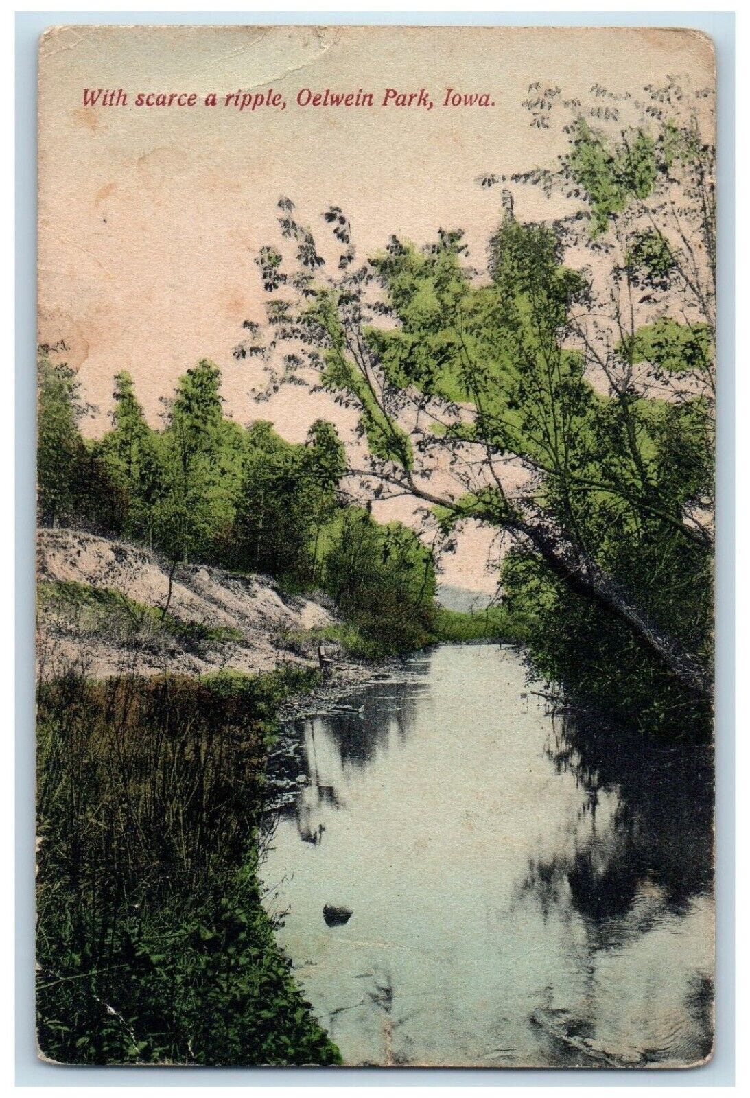 c1910 Scenic View With Scarce Ripple Oelwein Park Iowa Antique Vintage Postcard