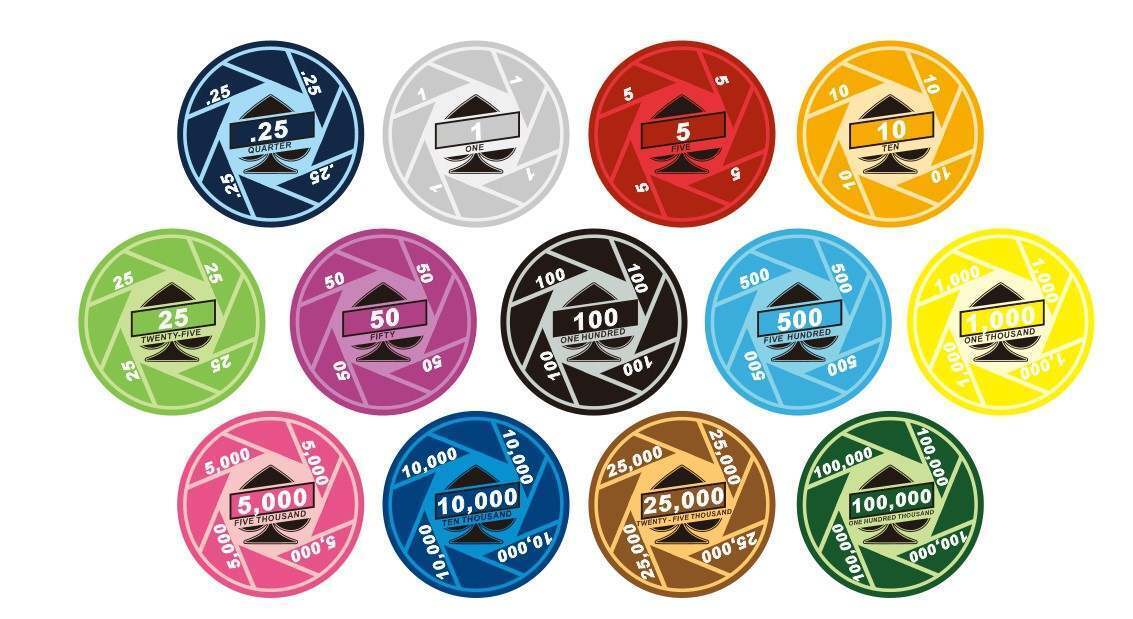 Turbo Ceramic 10 Gram Poker Chips Sample Set Pack All Denominations NEW