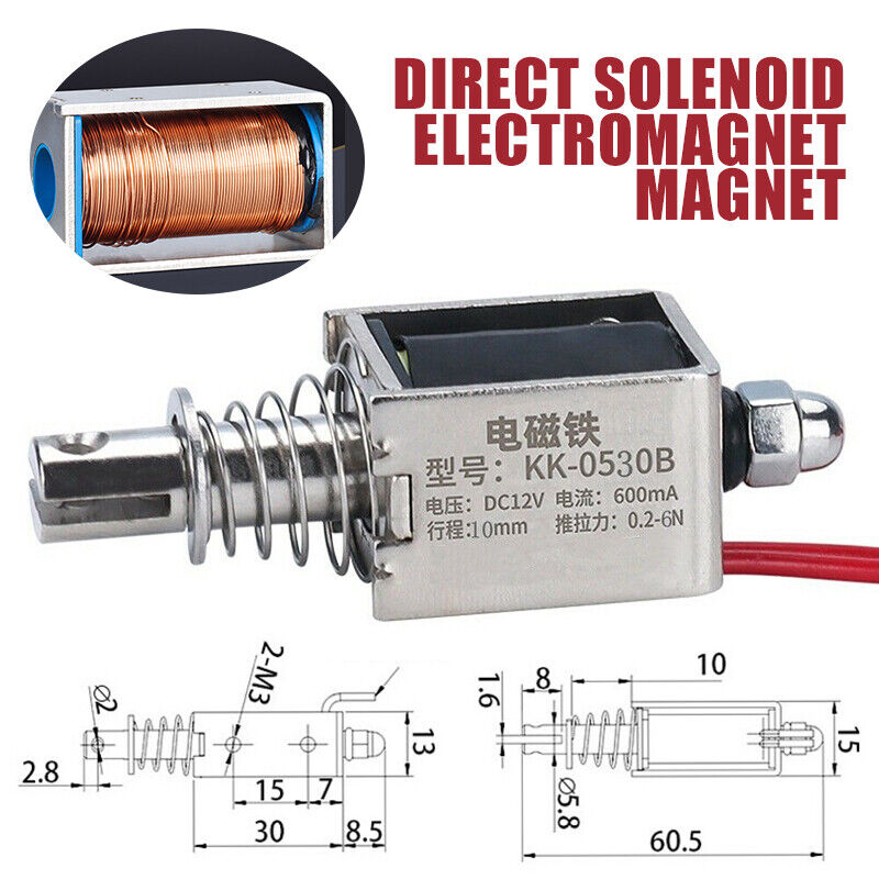 12V DC Long-stroke Solenoid Electromagnet Electric Magnet Push-Pull Actuator