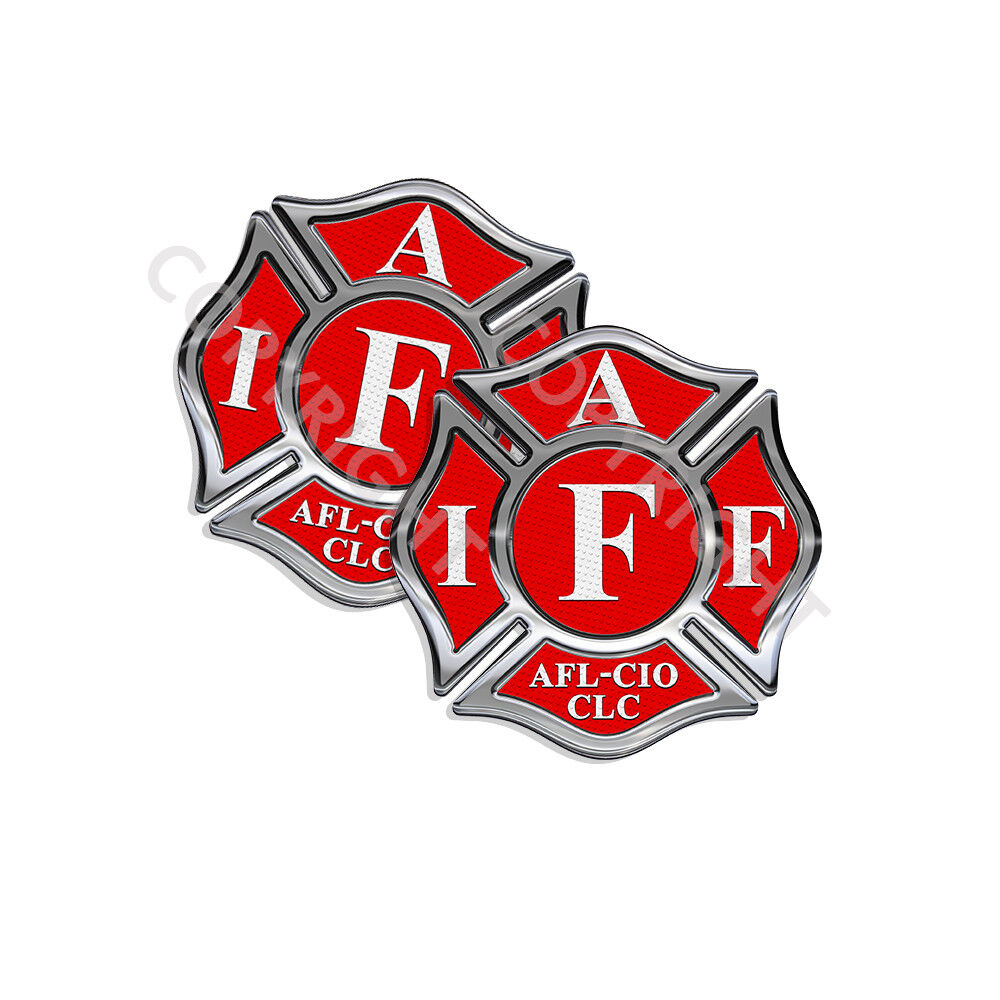 IAFF Sticker Decals (2 pack) Firefighter Int\'l Maltese Cross 4\