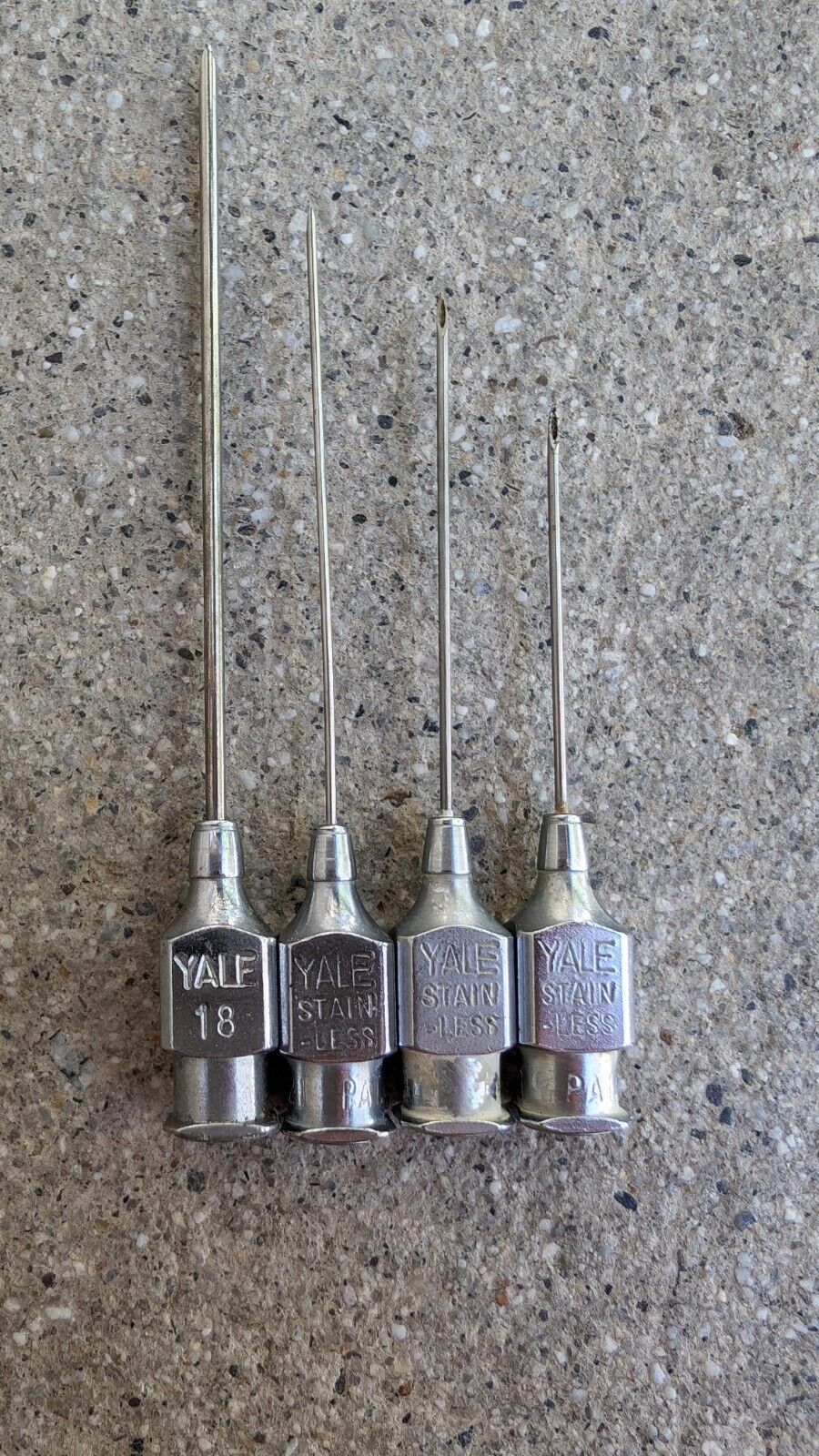 Vintage B-D Yale Stainless Steel Hypodermic Needles Medical Lot Of 4
