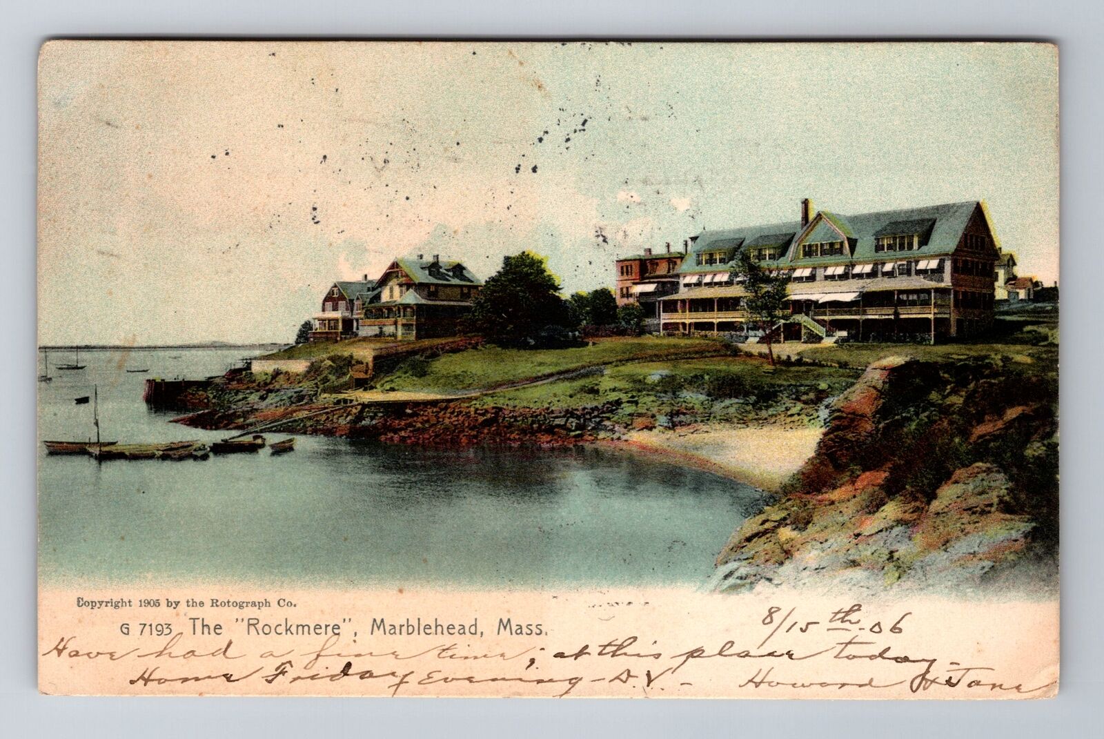 Marblehead MA-Massachusetts, The Rockmere, Antique, Vintage c1906 Postcard