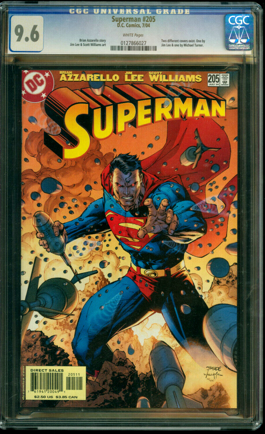 SUPERMAN #205 Jim Lee Variant CGC 9.6 NM/Mint 2004 204 DC Comic