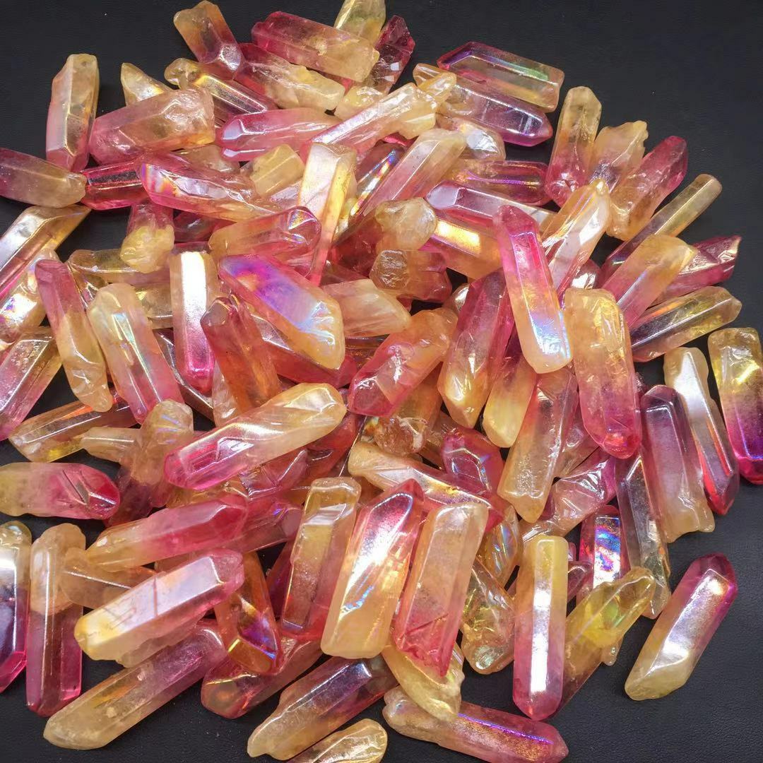A Lot of Titanium Rainbow Aura Lemurian Quartz Crystal Point Healing 10-30pcs