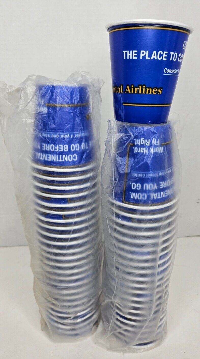 47 Vintage Continental Airlines In-Flight Pactiv Paper Cups New, CP071543