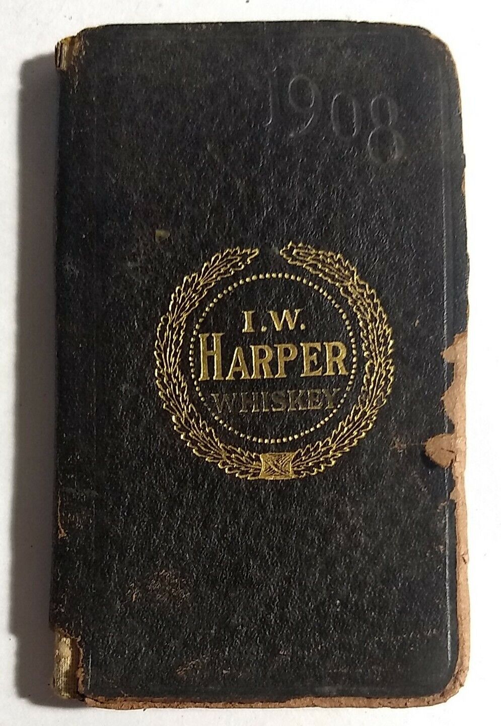 1908 I.W. Harper Whiskey Advertising Calender Junior Diary Book Rare Rough Cover