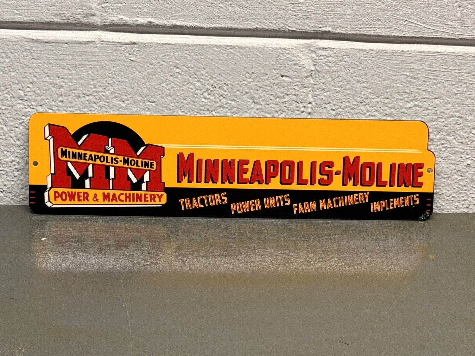 MM Minneapolis Moline Farm Equipment Thick Metal Sign Tractor Sales Service Gas