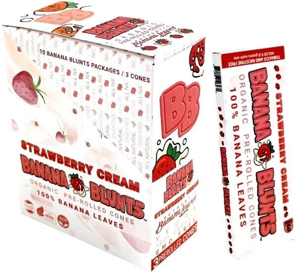 Banana Blunts Strawberry Cream 3pk Pre-Rolled Organic Cones (1 Box)