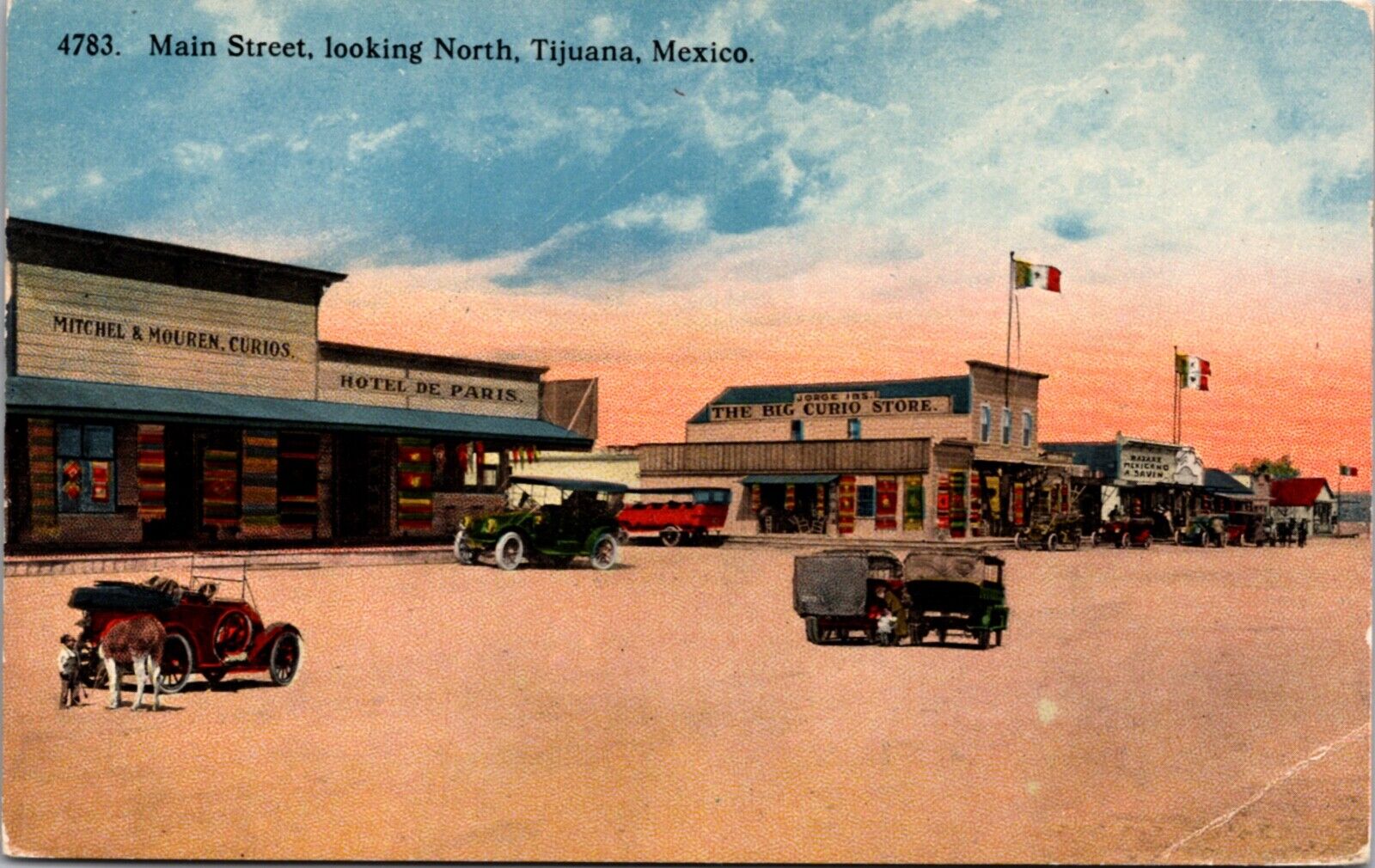 Postcard Main Street, Looking North in Tijuana, Mexico