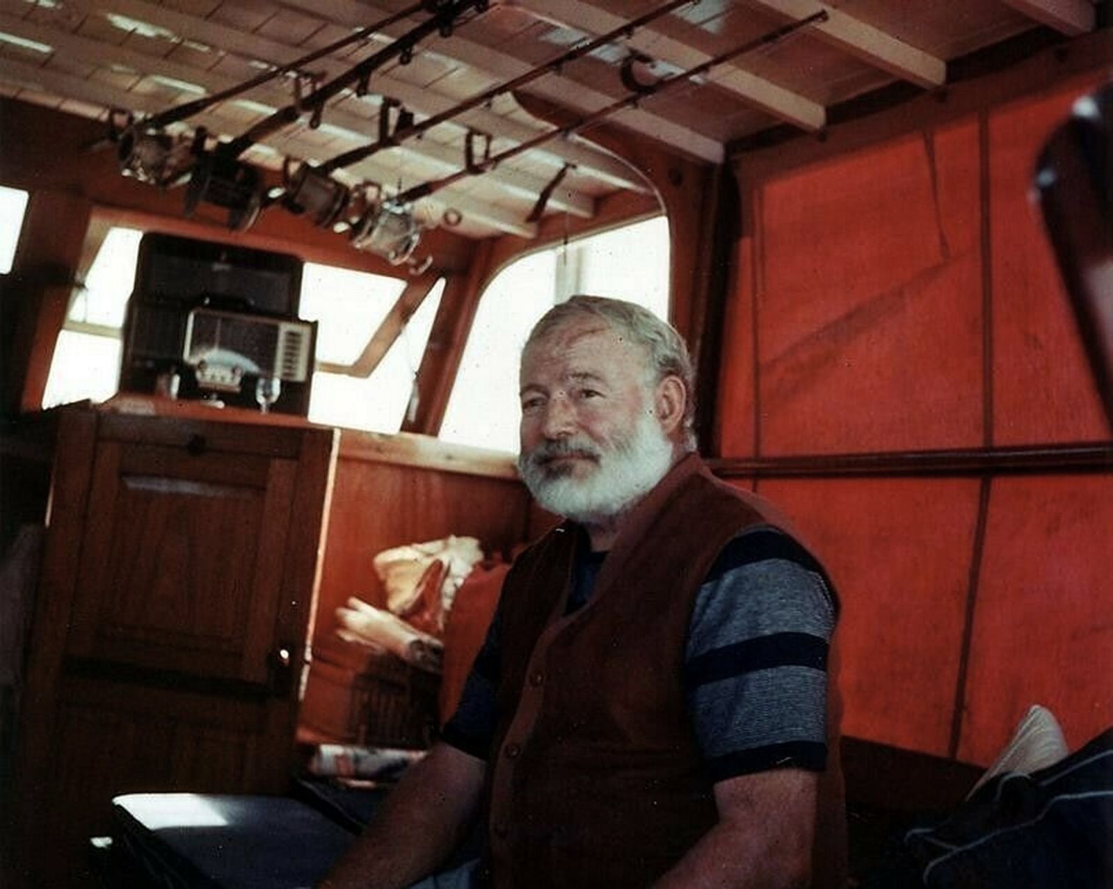 American Author ERNEST HEMMINGWAY on His Fishing Boat PHOTO  (210-F)