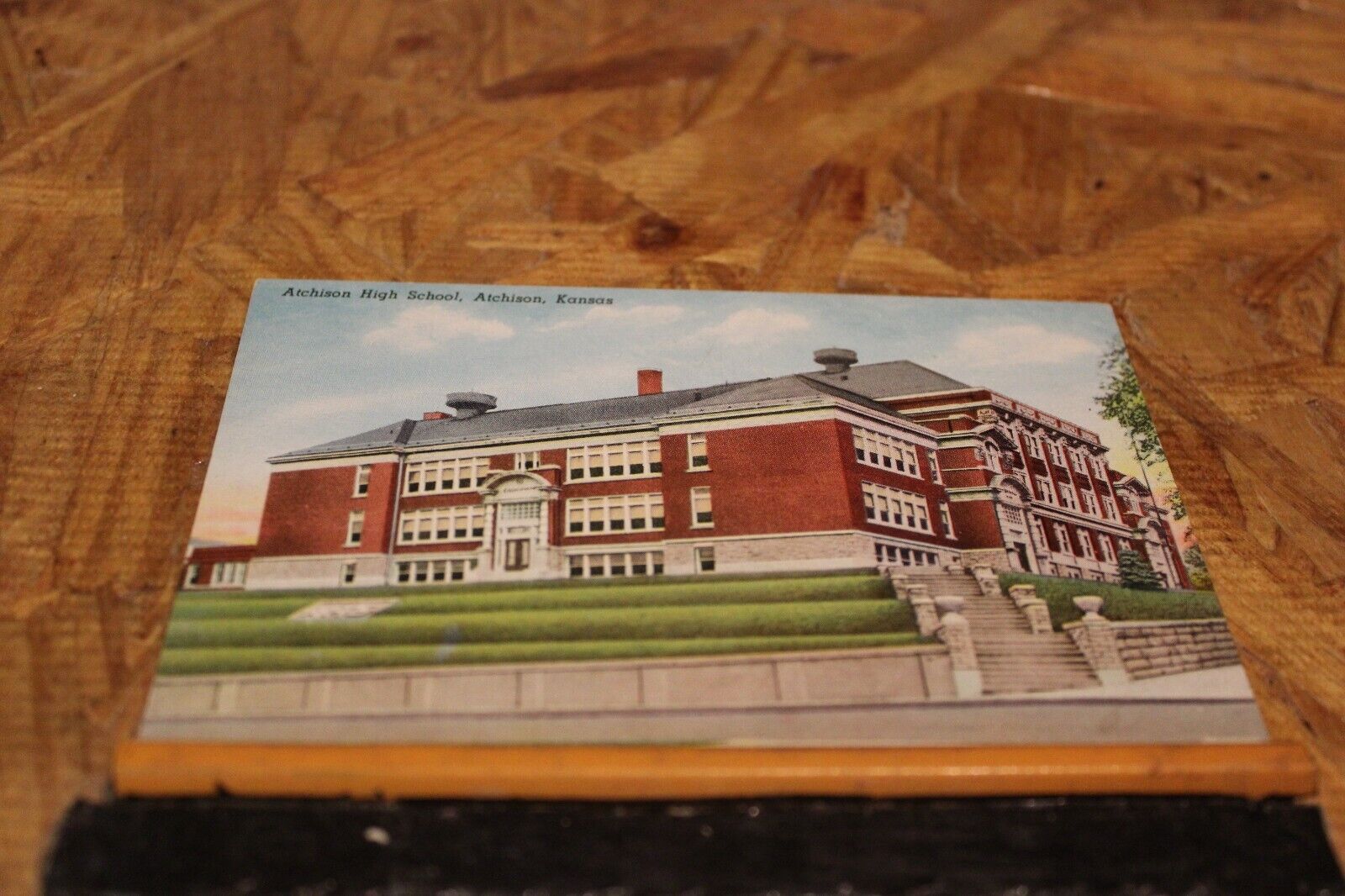 Postcard-X-High School, Atchison, Kansas-Linen-Unposted