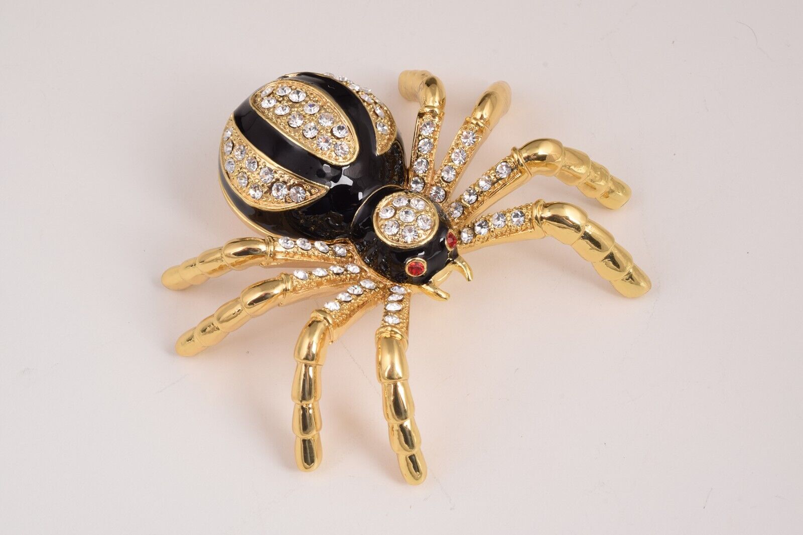 Keren Kopal Black Tarantula Spider Trinket Box Decorated with Austrian Crystals
