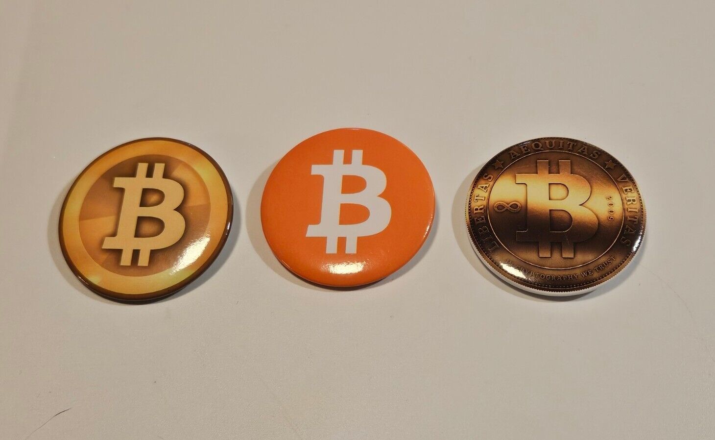 Lot Of 3 Bitcoin Badge Buttons Pinback Pins 38mm \