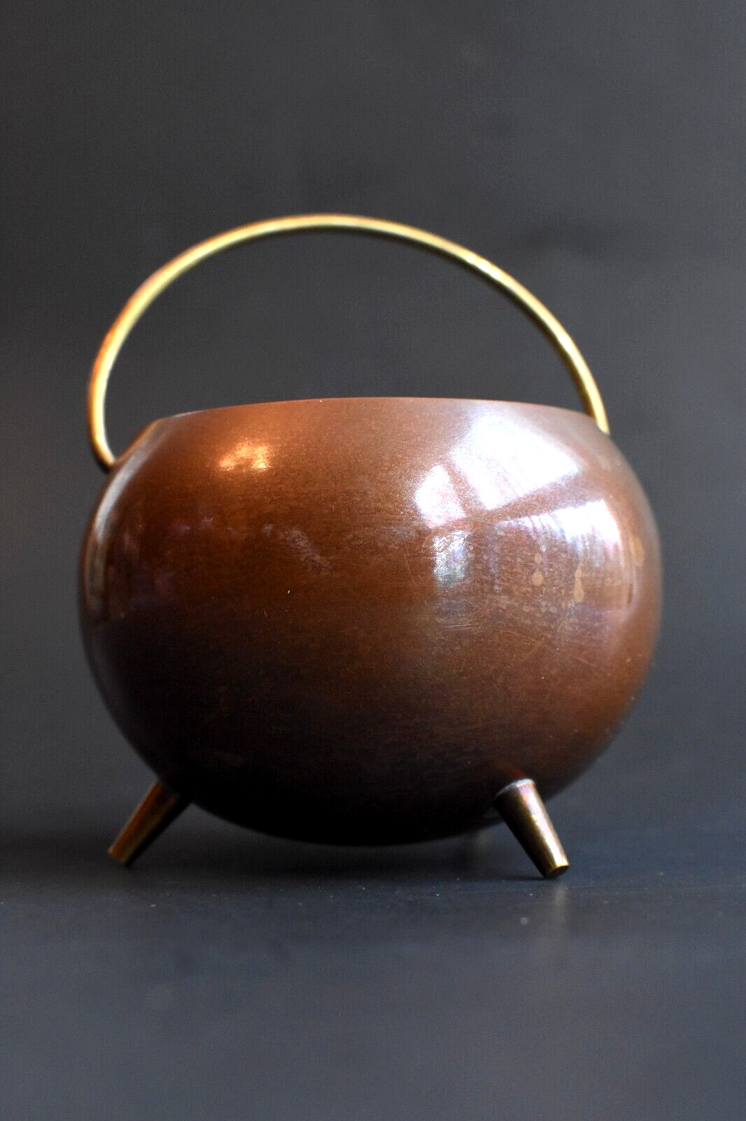 Vintage Miniature Copper Cauldron Pot | 10.5\