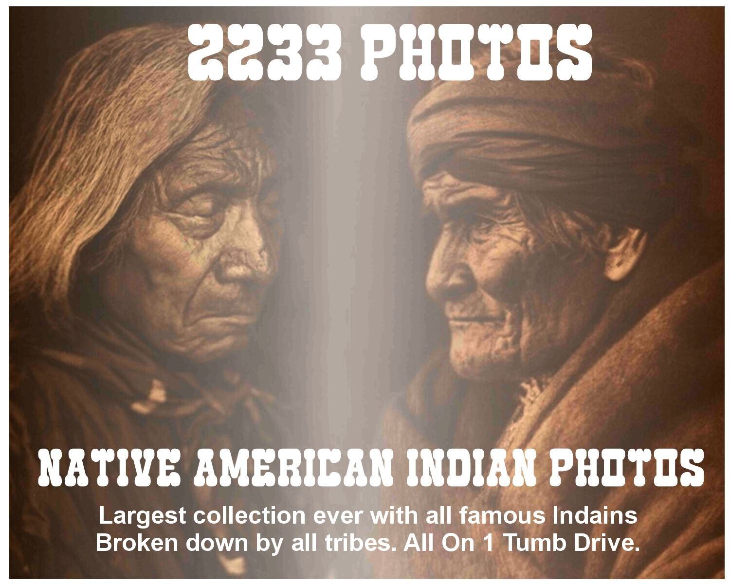 2233 EDWARD S CURTIS, NATIVE AMERICAN INDIAN PHOTOS ON ONE Thumb drive vintage