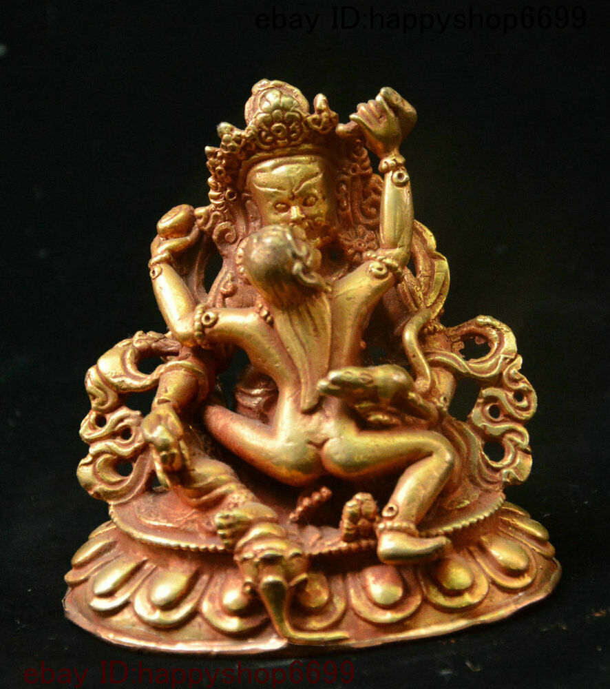 Tibet Bronze Gilt Yellow Jambhala Wealth God Hide Pull Color 诺拉 Goddess Statue