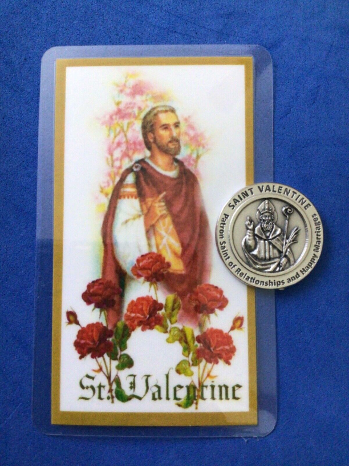St VALENTINE Pocket Token Patron Saint Relationships Happy Marriage Italy HC