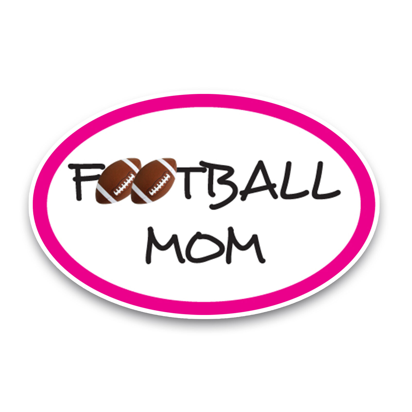 Football Mom Sports Pink Oval Magnet Decal, 4x6 Inches, Automotive Magnet