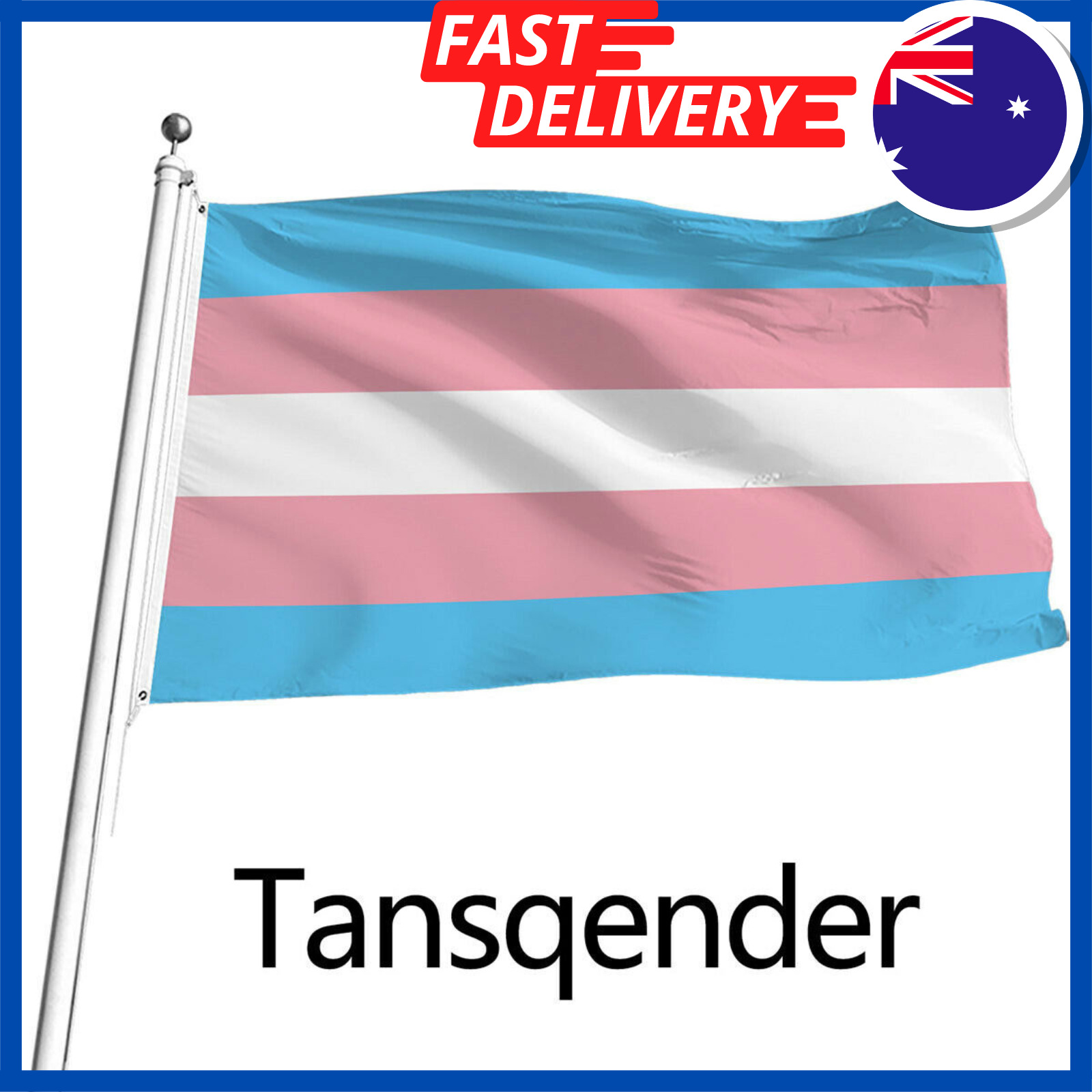 Transgender Pride Flag 90x150 cm Large Trans LGBT Lesbian Gay Rainbow Mardi Gras