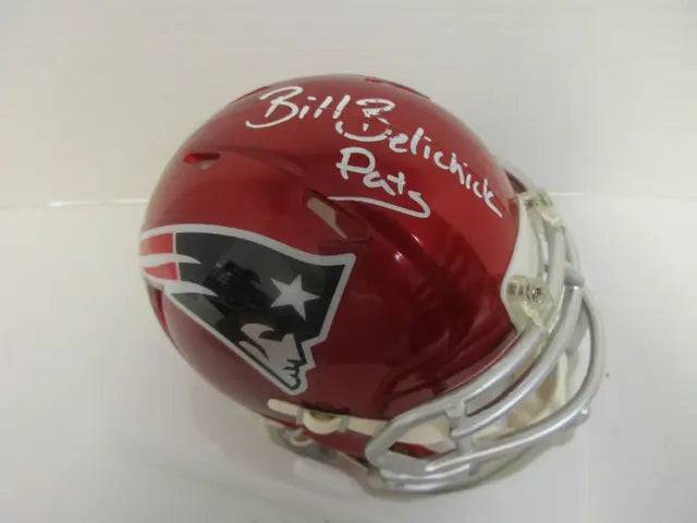 Bill Belichick of the New England Patriots signed autographed mini football helm