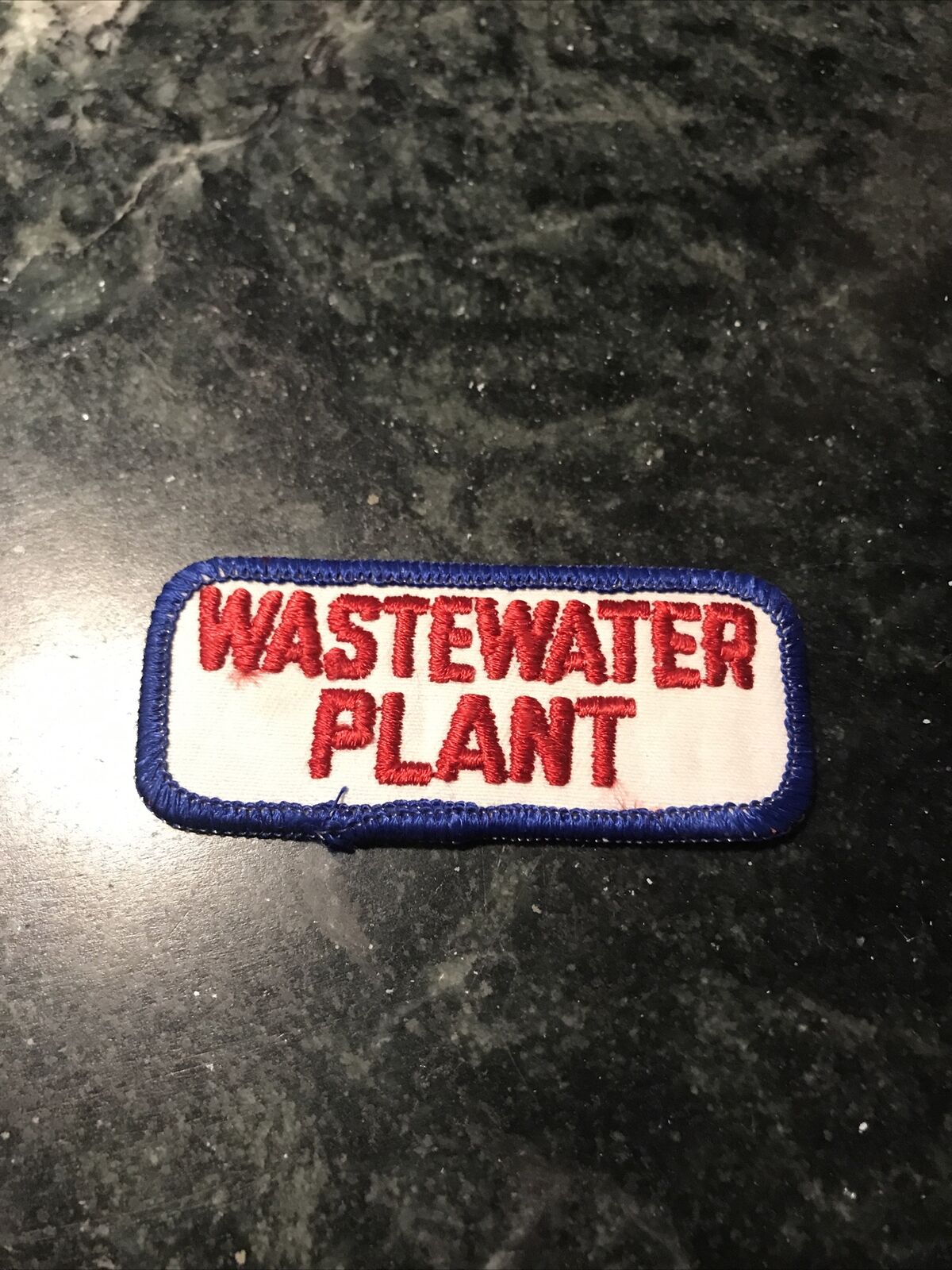 Wastewater Plant Patch Vtg Unused Orig Retro 80s Iron On Red Blue 3” Trucker Hat
