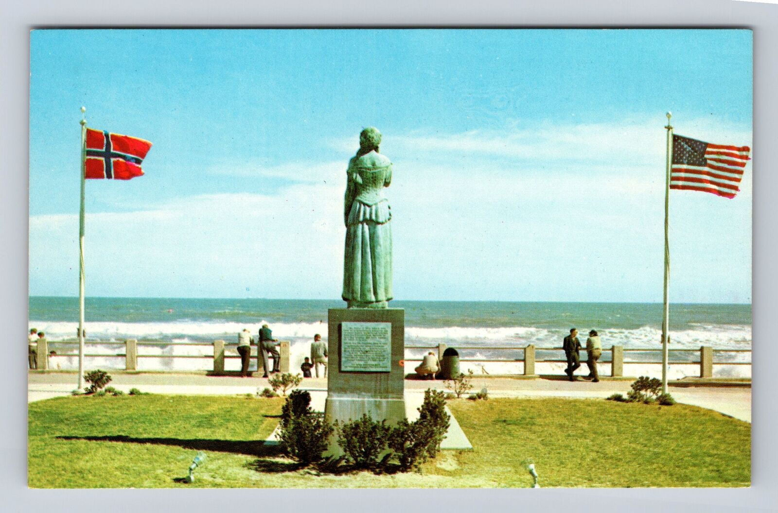 Virginia Beach VA-Virginia, Norwegian Lady Monument, Vintage Souvenir Postcard