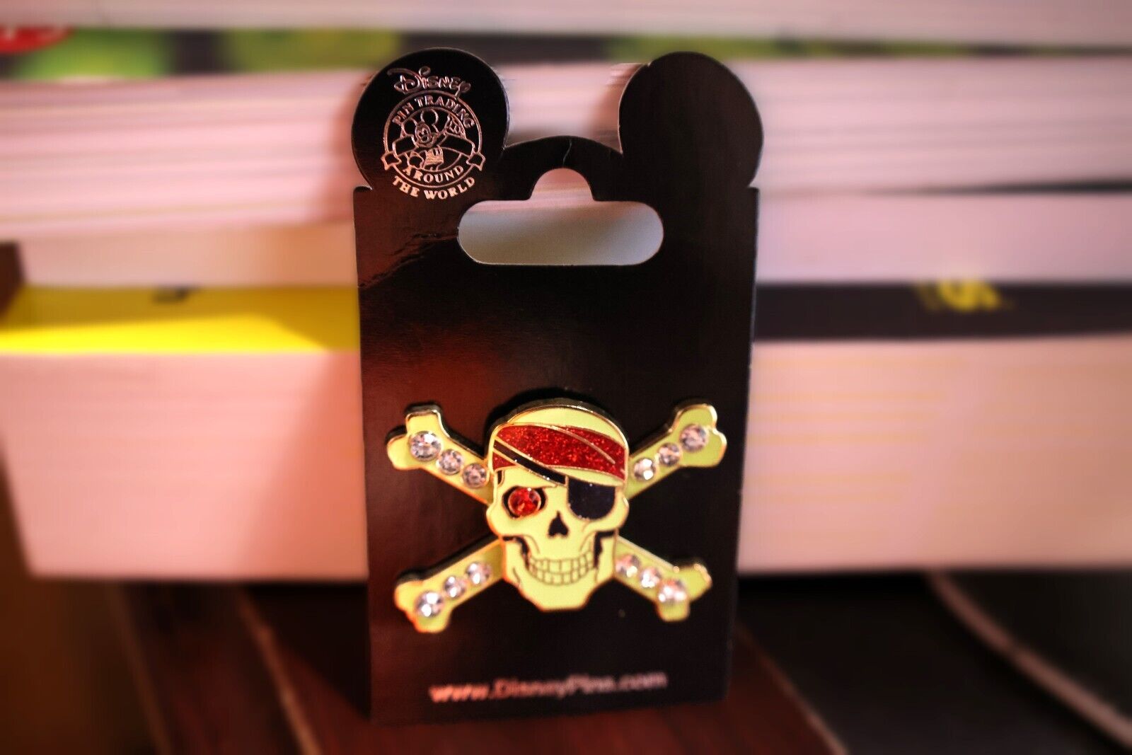 Disney Pirates of the Carribean-Jeweled Skull & Crossbones Pin
