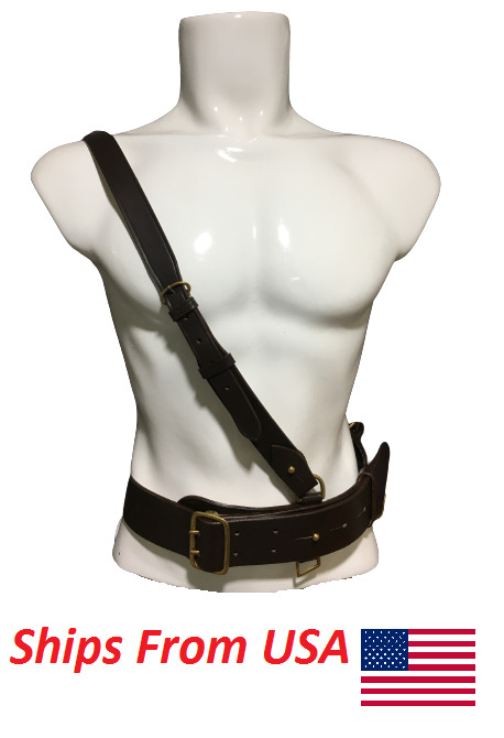 British Army Style Sam Browne Belt With Shoulder Strap Belt-90 cm