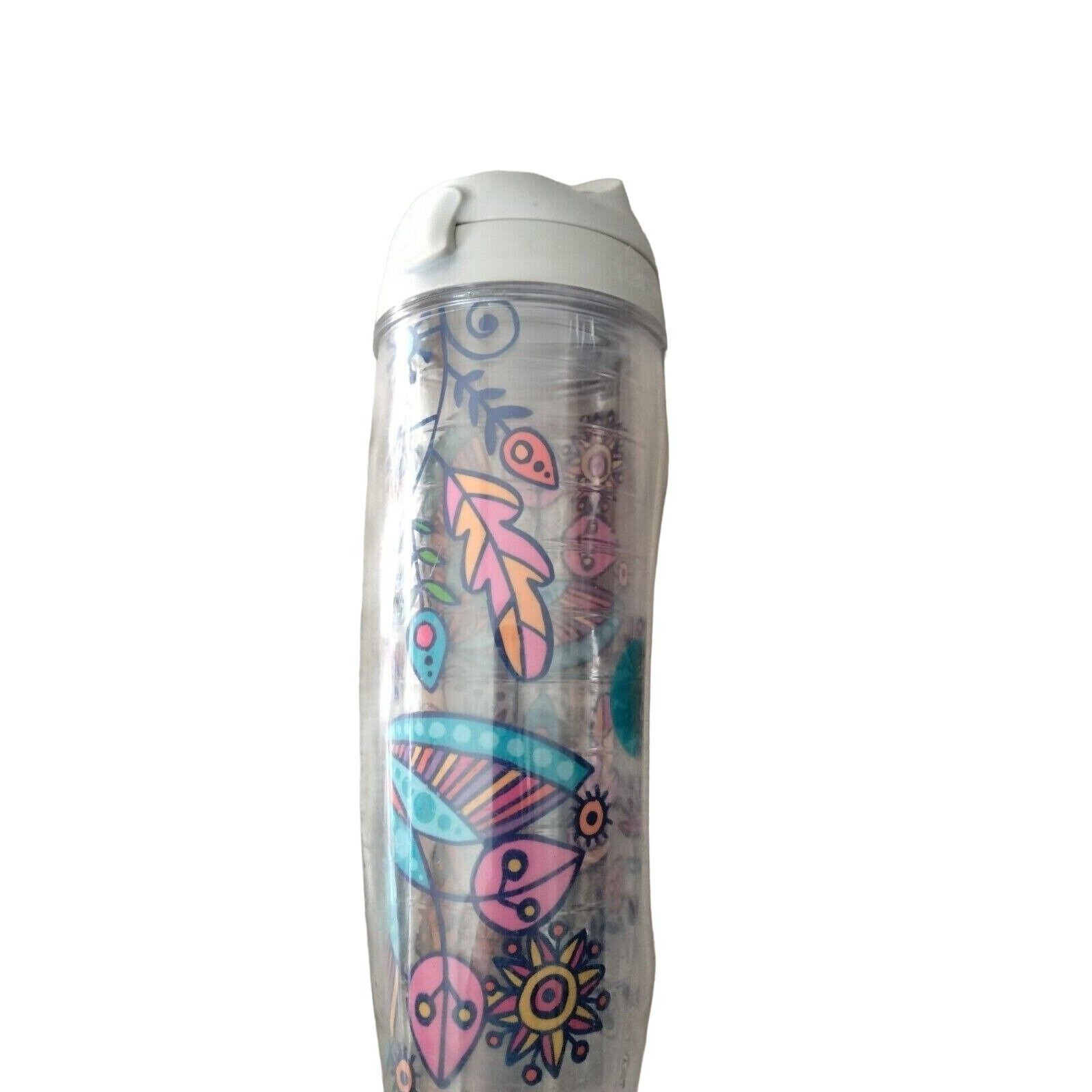 Tervis 24 oz Double Walled Insulated Tumbler Water Bottle Lid Modern Floral