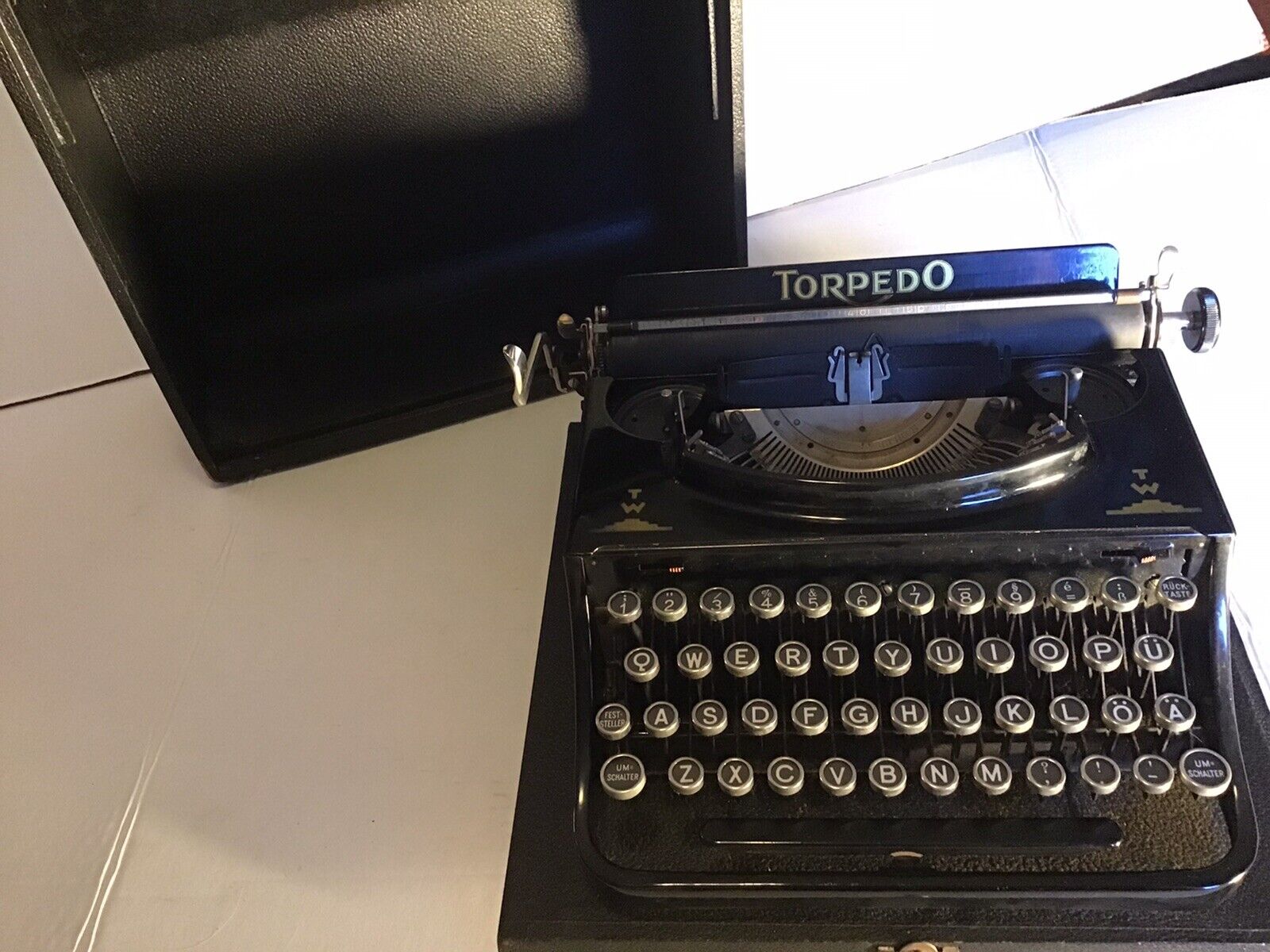 1939 German Torpedo Typewriter Model 17a #330915 Portable With Case Working