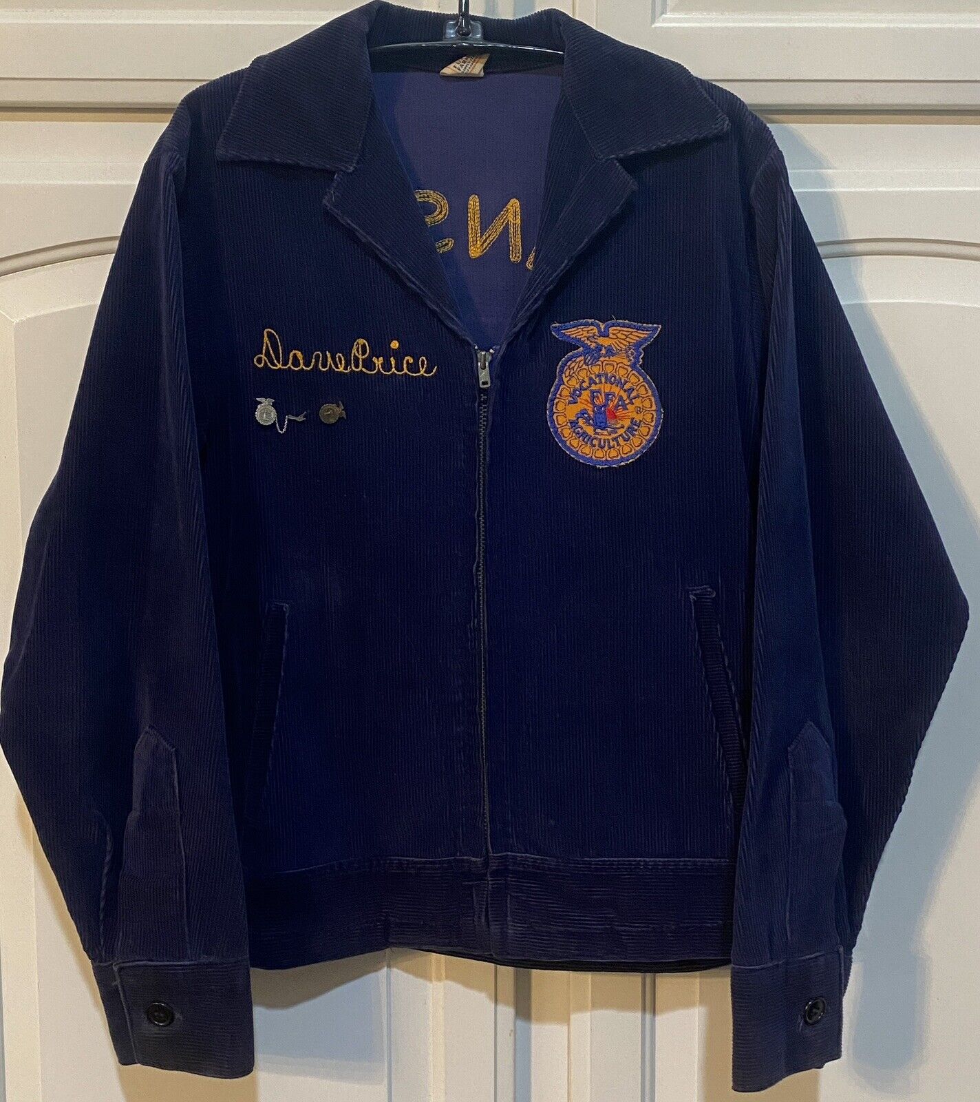 1970’s FFA Corduroy Jacket with Stitched Name Size 36 Girard Kansas Vintage