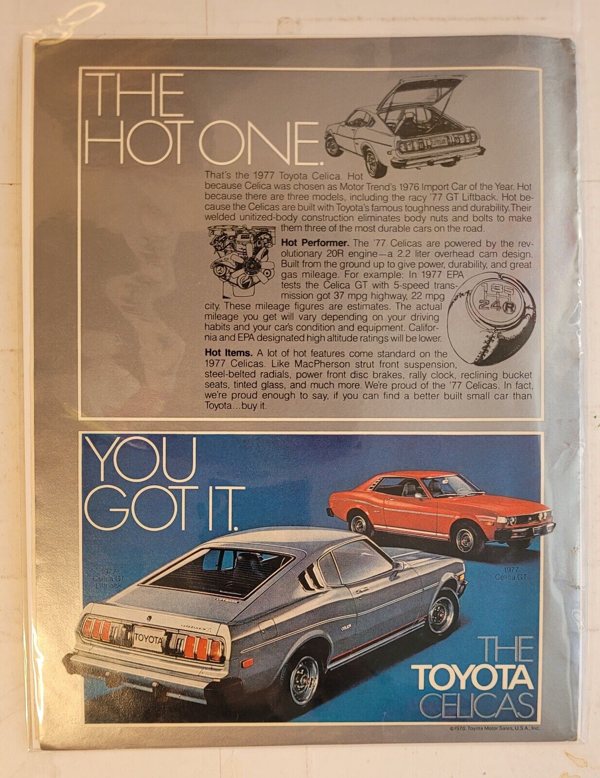 Vintage 1976 Toyota Celica Magazine Advertisement