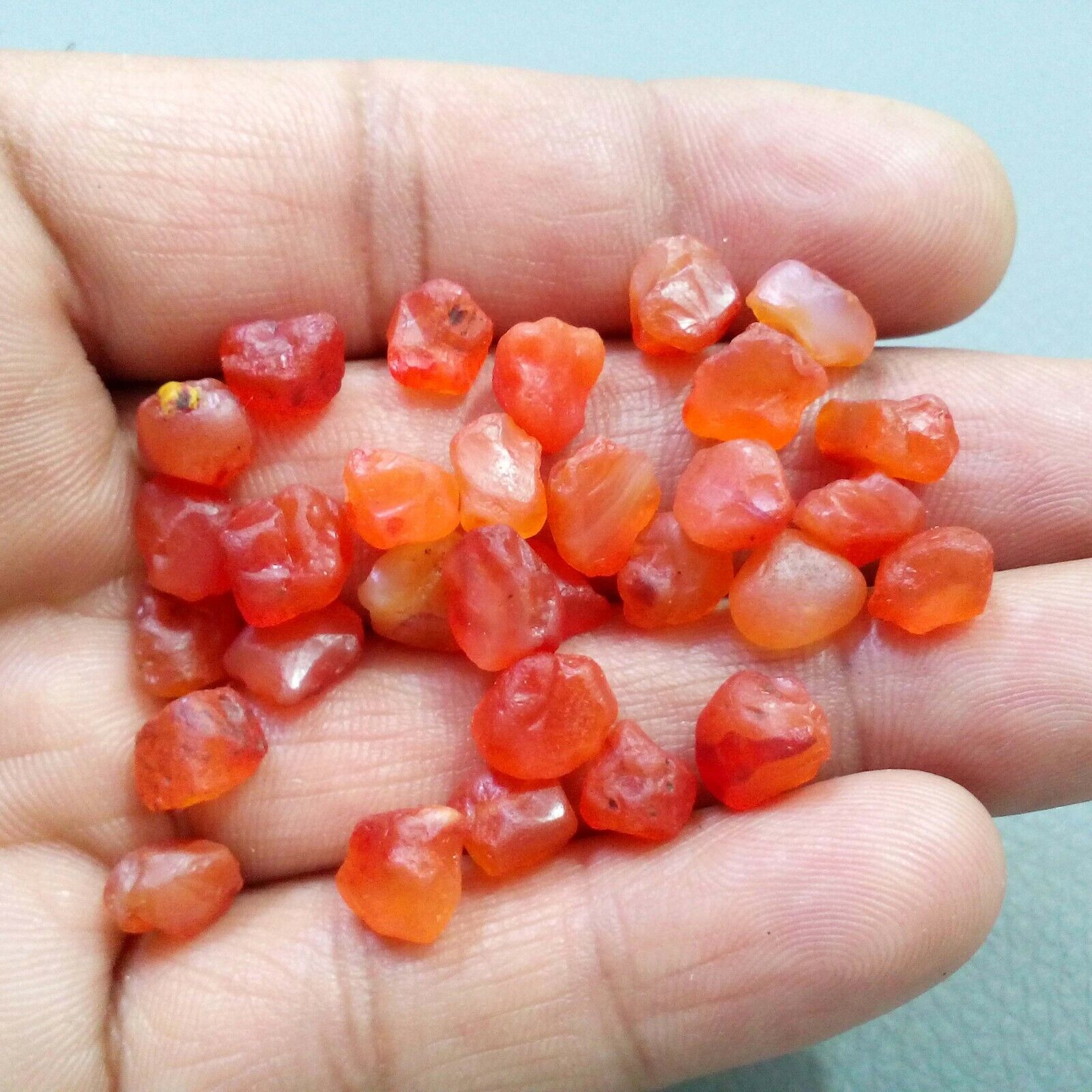 Awesome Orange Carnelian Raw 30 Piece Size 8-9 MM Natural Rough Gemstone