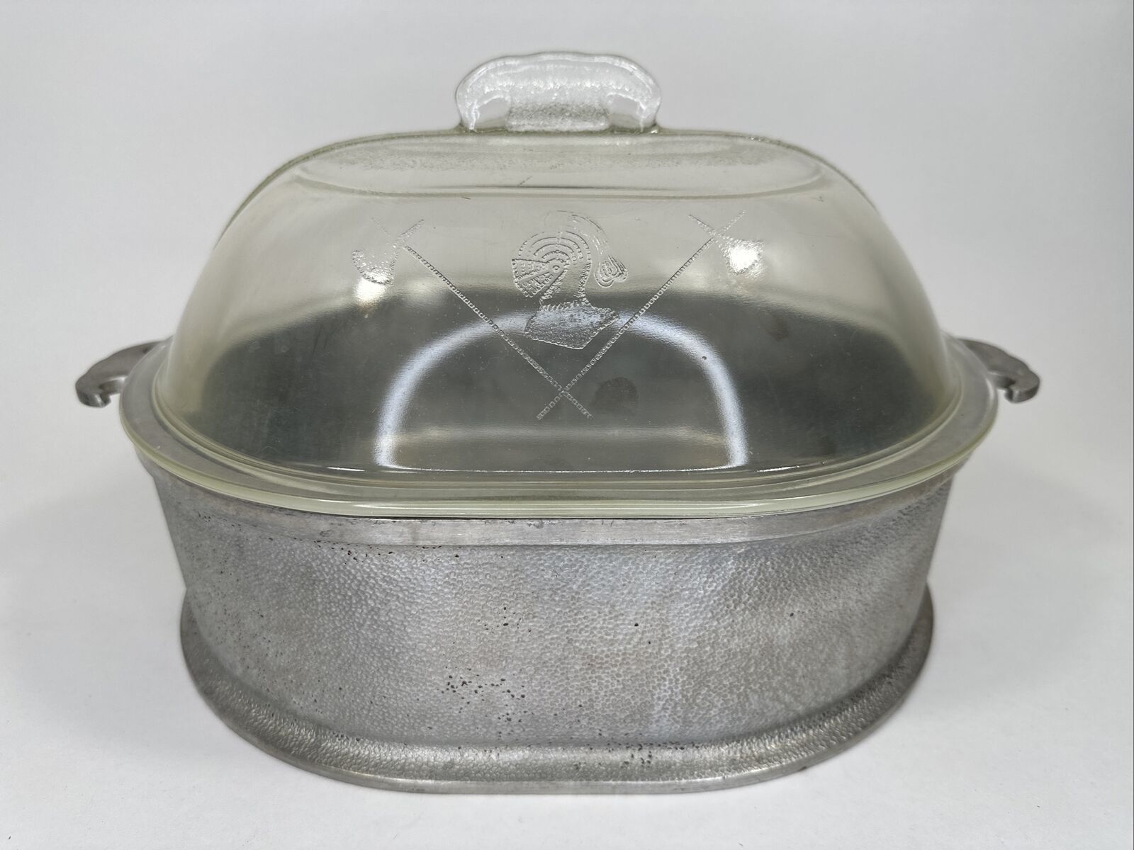 Vtg 1940s Guardian Service Dutch Oven Roaster Pan w/Glass Dome Lid 12 x 9 1/4