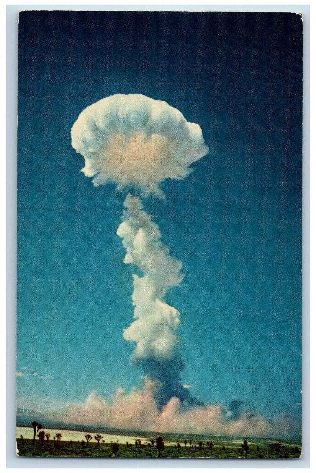 Yucca Flats Nevada Postcard Atomic Bomb Explosion Mushroom Cloud c1960 Vintage