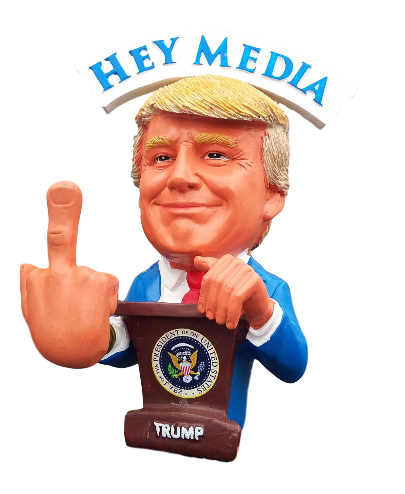 Presiden Trump Bobble Middle Finger Bobblehead F##K The Media  F##K The Liberals
