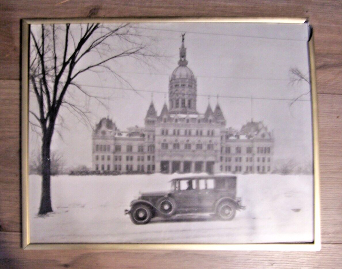 The Hartford Times Newspaper Photo 1930s Capital Building,+ Hartford Police Car