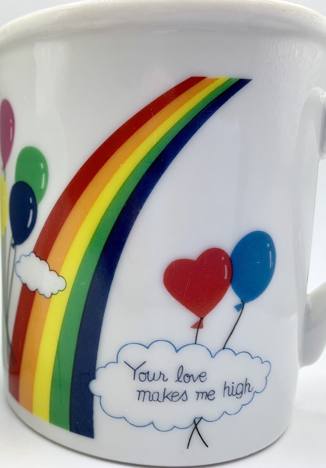 2 Vintage Rainbow 'Your Love Makes Me High' Mugs LGBTQ Pride Partners Couples