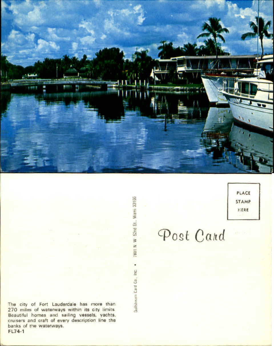 Fort Lauderdale Florida FL waterway sailboat boat yacht 1970s