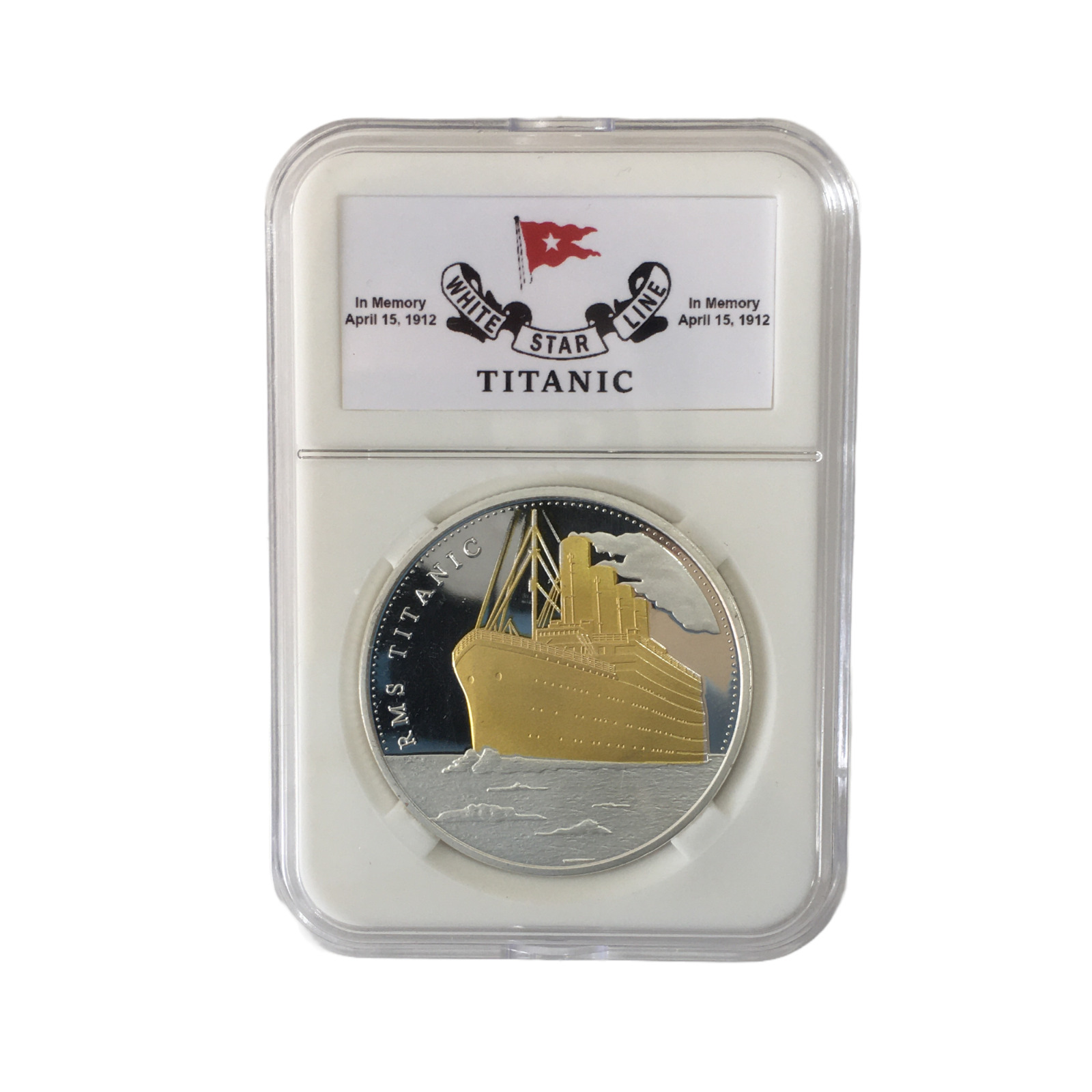 Titanic Ship Coin White Star Line 1912 Challenge Coin Slab Case Souvenir Gifts
