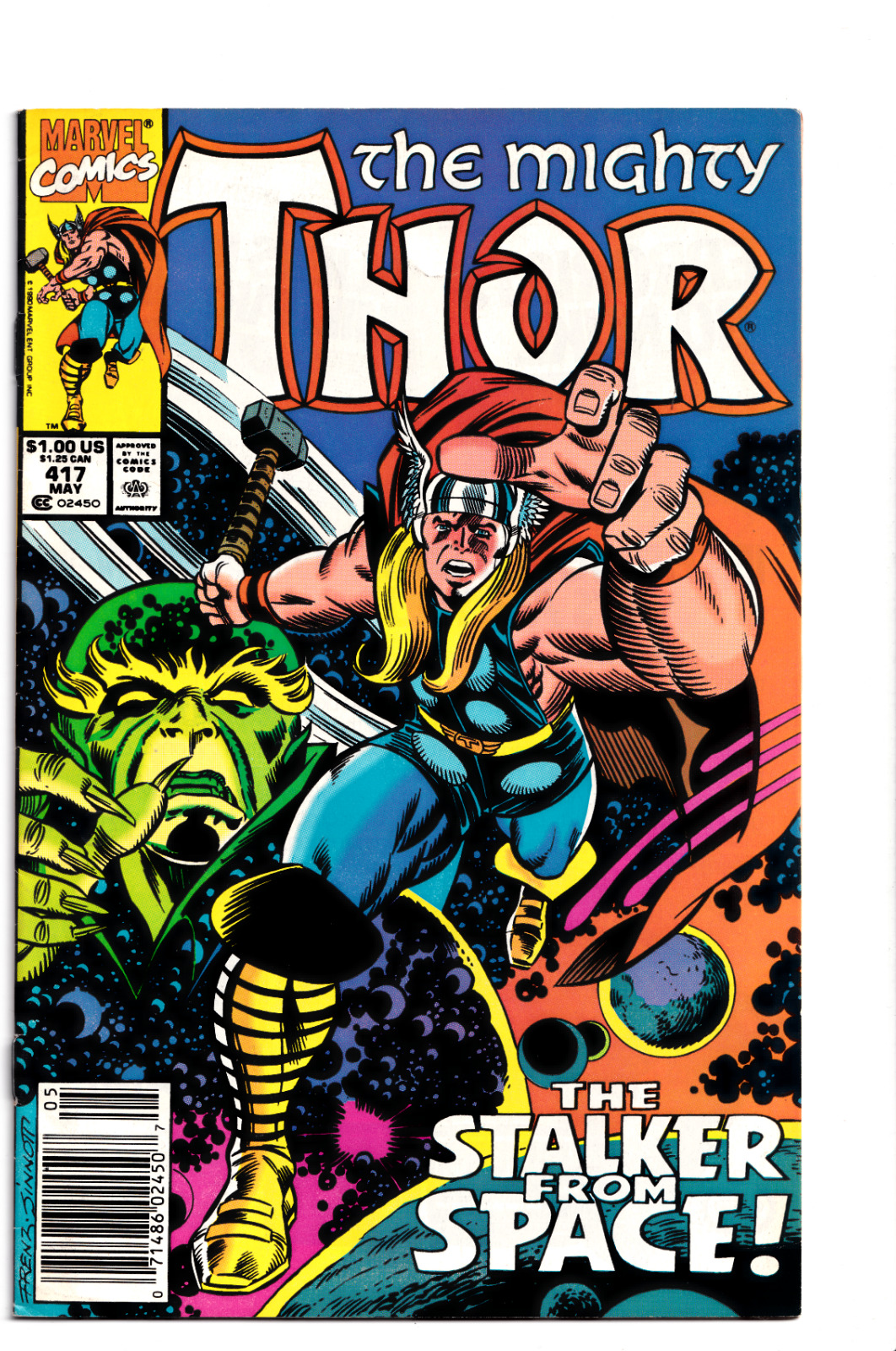 Thor #417 1st App of Red Celestial 1990 Marvel Comics Newsstand Edition