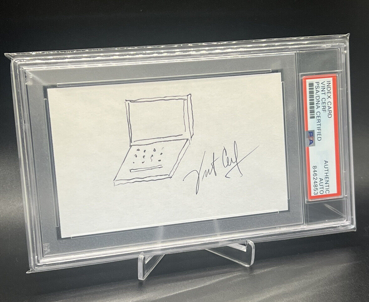 Vint Cerf Internet Creator PSA/DNA Autographed Signed Computer Sketch