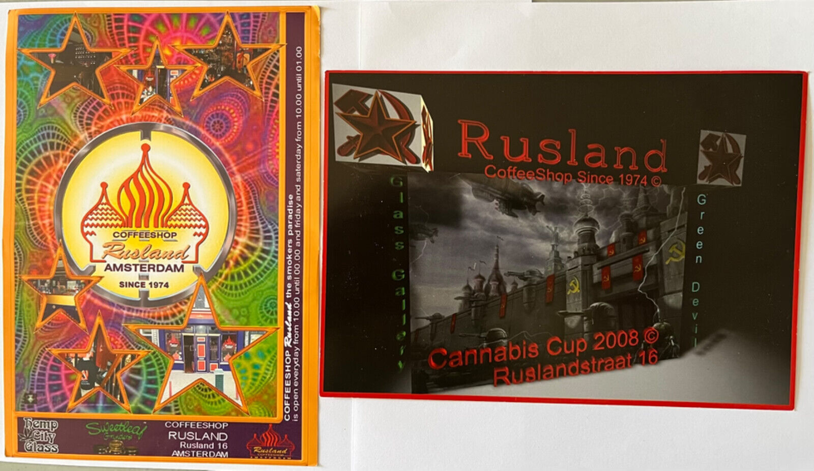 Rusland Coffeeshop 5 leaflets Amsterdam vintage marijuana Cannabis Cup cause lot